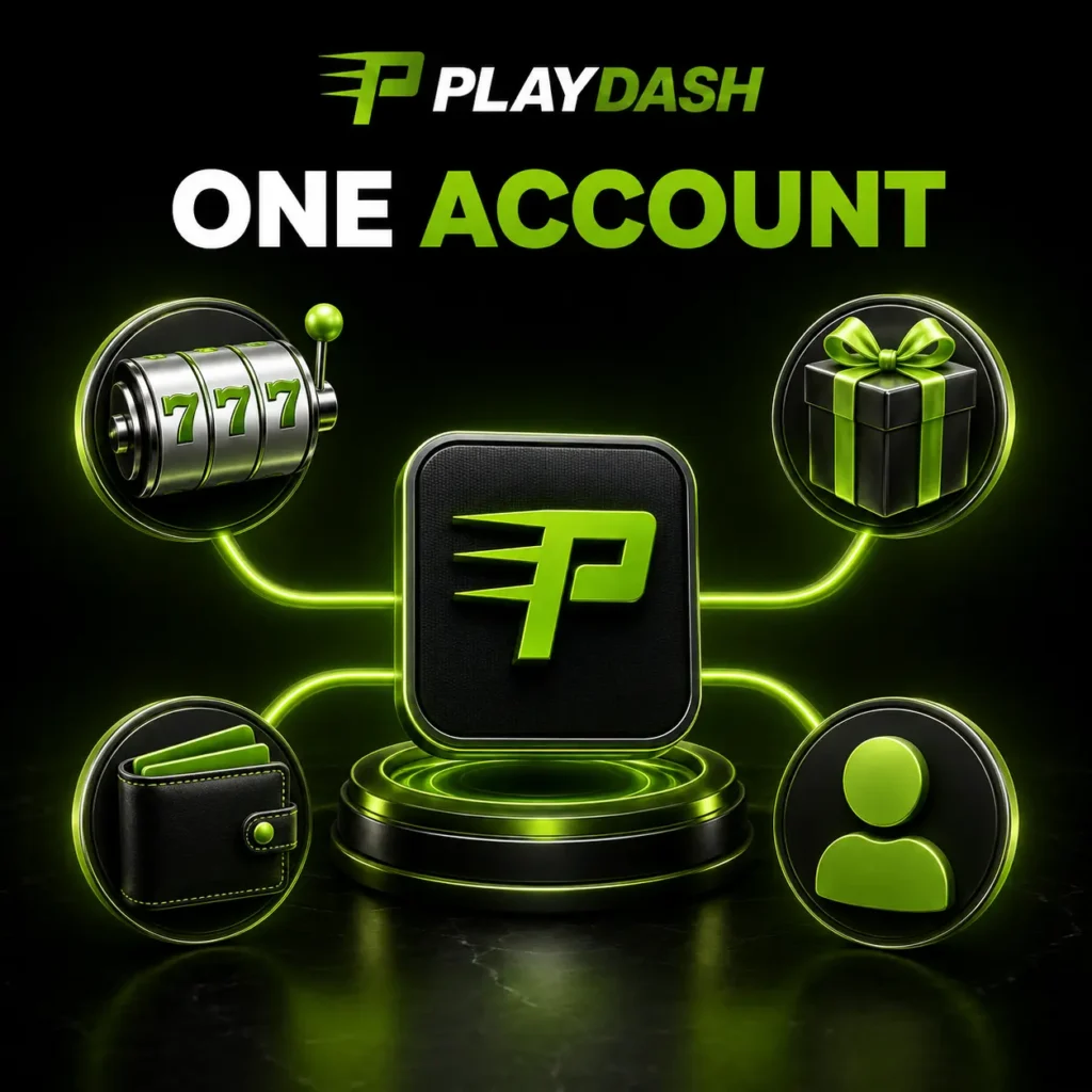 PlayDash one-account platform for games, promotions, cashier and profile tools